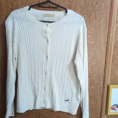 CROCODILE ケーブルニット カーディガン L ホワイト