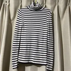 タートルネック ボーダー ニット