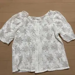 最終値下げMAJESTIC LEGON 花柄レースブラウス ホワイト Mのサムネイル