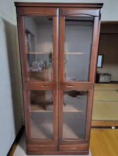 に*。様 志水木工 食器棚 国産 スリム キッチンボードガラス扉 幅59 高