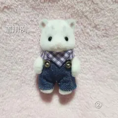 赤ちゃんお洋服　デニムサロペット•バンダナセット②　チェック紫色　ハンドメイド