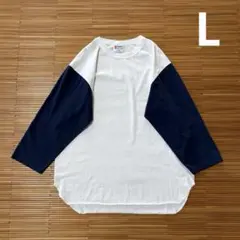 80s 90s USA製 EAGLE ベースボール 七分袖 Tシャツ L 白 紺のサムネイル