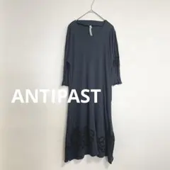 アンティパスト　ANTIPAST 花柄フロッキープリント　ワンピース　ブラックのサムネイル