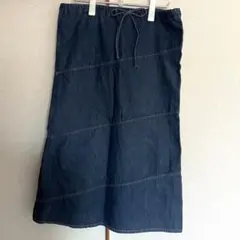デニム ロングスカート 切り替えデザイン ウエストゴム