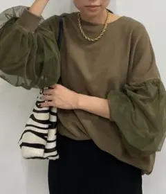 BABYLONEバビロン⭐︎リネン ボリュームギャザースリーブブラウス 