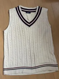 アイボリー ケーブルニット スクールベスト