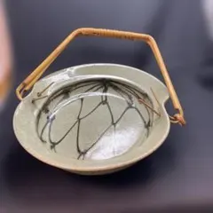 手付鉢 菓子鉢 清水焼　平安陶楽　唐津釉　根引松　手付向付　長期保管未使用品 手付鉢 菓子鉢 清水焼 【平安陶楽】唐津釉 根引松 手付向付 長期保管未