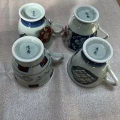 有田焼き　清秀　陶器製　和柄ティーカップ4個セット