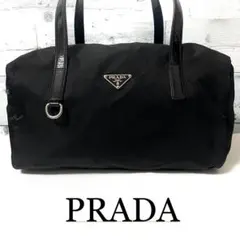 【良品】PRADA ミニボストンバッグ 三角ロゴ ナイロン ブラック
