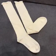 anyFAM アイボリー フリル ニーハイソックス ハイソックス 19-21cm