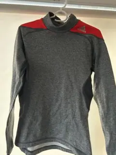 adidas TECHFIT 長袖シャツ Lサイズ グレー/レッド