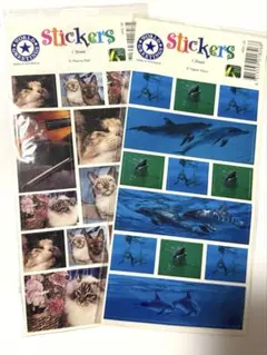 【未使用品】海外シール　イルカ　ネコ