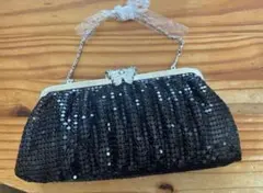 結婚式バッグ　スパンコール クラッチバッグ　黒色