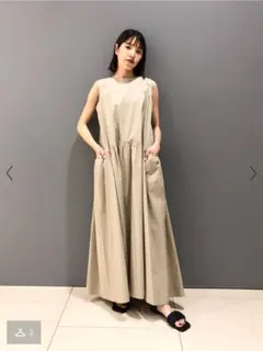 ルーニィ ウエストタックバックシャンワンピース ベージュ 38サイズ