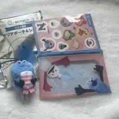 パペットスンスン ノンノン スシロー クリアポーチ シール 指人形 えび