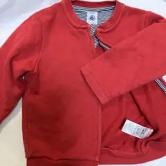 プチバトー　ファスナー付きトレーナー　赤