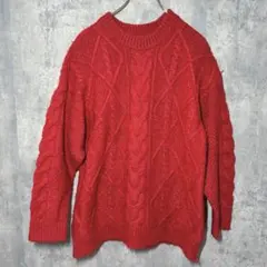 ✨良品✨ アビトーキョー ケーブルニット ゆったり 可愛い デート お洒落 赤