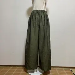 ハンドメイドふんわり滑らか上質リネンゆったりテーパードパンツ