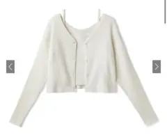 ショート丈カーディガンXキャミソールニットアンサンブルdr404