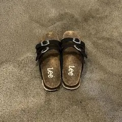 Lee ブラック ダブルストラップサンダル