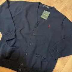 新品タグ付イーストボーイEAST BOY ネイビー VネックカーディガンL11号