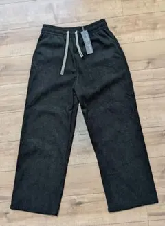 【新品·タグ付き】裏起毛 ブラック ワイドパンツ XL イージーパンツ　普通丈