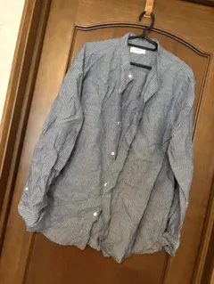 UNIQLO 長袖シャツ L ネイビー ストライプ