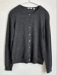 【UNIQLO】クルーネックカーディガンsize…Ｍ　ダークグレー