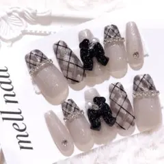 3742 ネイルチップ 量産型 ワンホン フレンチガーリー 韓国 地雷 オーダー