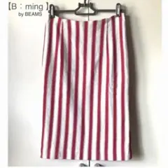 【BEAMS】タイトスカート　ビームス　綿素材　ストライプ　ひざ丈のサムネイル
