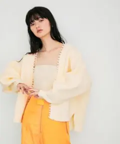 ADAM ET ROPÉ FEMME パール付きカーディガン