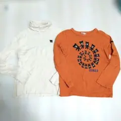 ダブルB 白ハイネック オレンジ長袖 130 2点セット