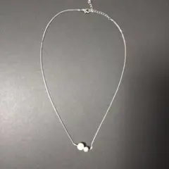 ホワイトパール調 シルバーネックレス