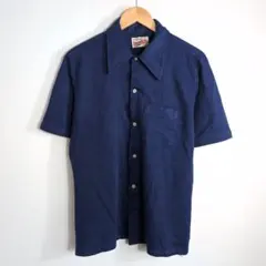 70s ARROW アロー 半袖ニットシャツ ネイビー L ヴィンテージ 希少のサムネイル