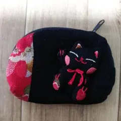 猫の和柄ミニポーチ