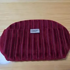 コメダ珈琲ソファー柄コーデュロイ赤ストライプポーチ