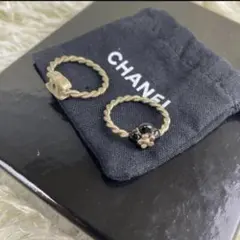 CHANELシャネル☆プラスチックリング白黒 カメリア ココマーク - メルカリ