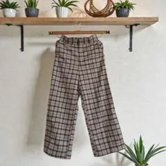 ☆美品【earthmusic＆ecology】チェック柄ワイドパンツ サイズS
