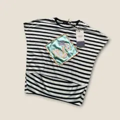 新品　UNICA ボーダー スワンアップリケTシャツワンピース　90センチのサムネイル