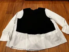 ZARAシャツ　黒・白 プリーツデザイン 長袖シャツ