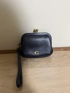 COACH キスロック コインケース がま口 レザー ブラック