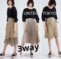 UNITED TOKYO プリーツレイヤードラップスカート