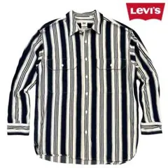 極美品【リーバイス】インディゴストライプ　デニムワークシャツ