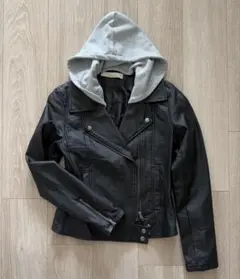 レディース レザー調ライダースジャケット