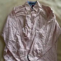 TOMMY メンズ　シャツ　ピンク　ストライプ　Lサイズ