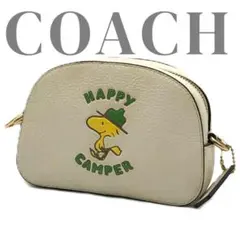 【美品】COACHコーチ　ピーナッツコラボ　ポーチ　ホワイト　ゴールド金具
