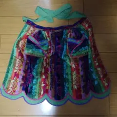 【新品未使用】タオル地エプロン 花柄 カラフル