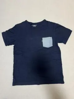 ネイビー Tシャツ デニム調ポケット