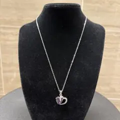 ヴィンテーアメジスト ハート型 シルバーネックレス　925刻印