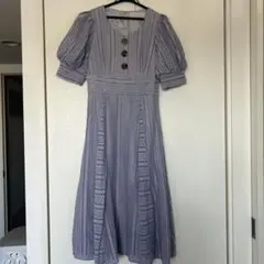 薄紫色半袖パフスリーブワンピース